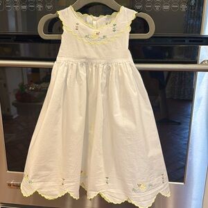 Sophie & Lucas - White Dress w/Embroidered Ducks & Flowers,Yellow Trim-Size:18M